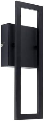 Globe Electric 51432 LED Integrated Outdoor Indoor Wall Sconce, Black, 17 Watts, 520 Lumens, Back Porch Lights, Front Patio, Garage Fixture, Exterior Lighting for House by GlobeElectric