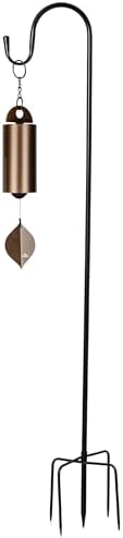 Woodstock Chimes Heroic Wind Bell & 60" Outdoor Shepherd’s Hook, Copper Wind Chime with Tall Black Metal Garden Stake, Deep Tone Windbell & Durable Ground Hanger for Yard, Lawn, or Patio by WoodstockChimes