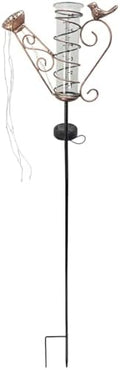 Solar Watering Can Lights, Decorative Iron Kettle Rain Gauge, with Bird Accent, 6-Inch Glass Tube, Led String Lights, Rustproof Metal, 36 X 8.5 X 2 in, for Easy Patio Yard Setup by LUMINFLY