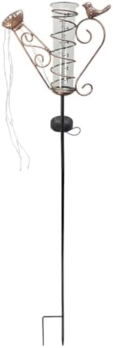 Solar Watering Can Lights, Iron Kettle Rain Gauge with Bird Accent, 6 in Glass Tube, LED String Lights, Rustproof Metal, Easy to Install Patio Yard Decor Statue, 36 x 8.5 x 2 in - Image 6