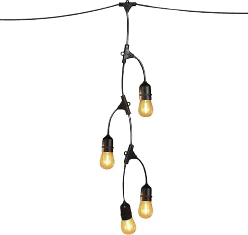 Feit Electric 12ft LED Outdoor Fence String Lights, 10 Sockets, 12pc. S14 LED Bulbs Included, E26 Base, 10 Watts, 2200K, Amber, SLM12-10/FIL - Image 2