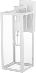 Globe Electric 44836 Bowery 1-Light Outdoor Indoor Wall Sconce, Matte White, Clear Glass Shade by GlobeElectric