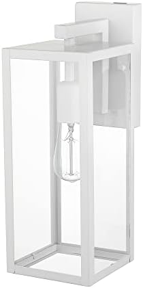 Globe Electric 44836 Bowery 1-Light Outdoor Indoor Wall Sconce, Matte White, Clear Glass Shade by GlobeElectric