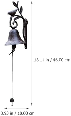 VICASKY Rustic Style Cast Iron Bell Flower and Bird Design, Solid Iron Structure, Easy to Install, for Front Porch or Indoor Use a Vintage European Style Door Ornament - Image 2