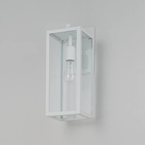 Globe Electric 44836 Bowery 1-Light Outdoor Indoor Wall Sconce, Matte White, Clear Glass Shade - Image 7