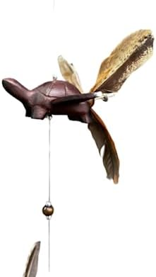 Candlestock Turtle Wind Spinner, Handmade Wooden Hanging Garden Decor with Feather Tails, 34-Inch Animal Mobile for Porch and Patio by Candlestock