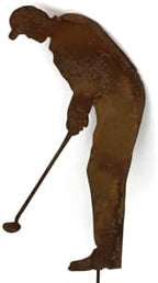 Hobby and Leisure Style Rustic or Powder Coated Metal Garden Stake or Stand (Medium Golfer 28" Tall Including Stake, Naturally Rusted) - Image 2
