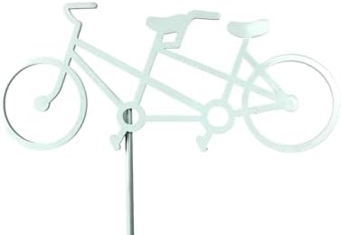 Hobby and Leisure Style Rustic or Powder Coated Metal Garden Stake or Stand (Tandem Bicycle 23" Tall Including Stake, Mint White) - Image 3