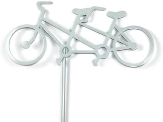 Hobby and Leisure Style Rustic or Powder Coated Metal Garden Stake or Stand (Tandem Bicycle 28" Tall Including Stake, Mint White) - Image 2