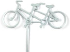 Hobby and Leisure Style Rustic or Powder Coated Metal Garden Stake or Stand (Tandem Bicycle 23" Tall Including Stake, Mint White) by Handmade