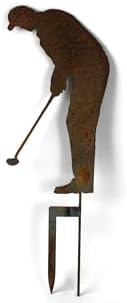 Hobby and Leisure Style Rustic or Powder Coated Metal Garden Stake or Stand (Medium Golfer 28" Tall Including Stake, Naturally Rusted) - Image 3