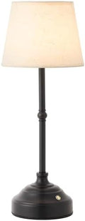 Cordless Table Lamp, Rechargeable Desk Lamp with Fabric Shade, Battery Operated Lamp 3 Color Stepless Dimming, Portable Small Touch Bedside Lamp Home Decor for Dining, Counter (Matte Black) by Keysays