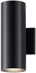 Kichler Cylinders 12" Outdoor Wall Sconce in Black, 2-Light Exterior Wall Light, Cylinder Fixture, (12" H x 5" W) , 9244BK by KichlerLighting