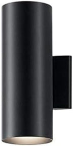 Kichler Cylinders 12" Outdoor Wall Sconce in Black, 2-Light Exterior Wall Light, Cylinder Fixture, (12" H x 5" W) , 9244BK by KichlerLighting