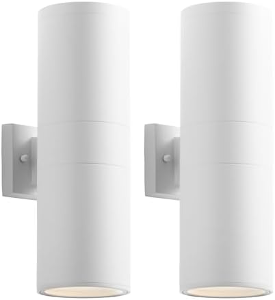 mirrea 18" Modern Outdoor Porch Light in 2 Lights, Matte White, 2 Pack by mirrea
