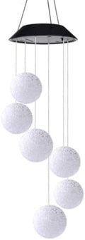 Solar LED Wind Chime for Outside Multi-Pattern Solar Hanging Light Outdoor Garden Yard Decor & Indoor Window Decoration (White Ball) by SENRISE