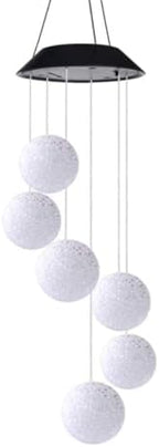 Solar LED Wind Chime for Outside Multi-Pattern Solar Hanging Light Outdoor Garden Yard Decor & Indoor Window Decoration (White Ball) by SENRISE