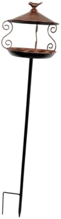 Bird Feeder Iron Standing Bird Bath Feeding Station Decorative Stake Birdbath Bowl Easy Installation Weatherproof Suitable for Outdoor Garden Lawn Cou, Copper Color - Image 7