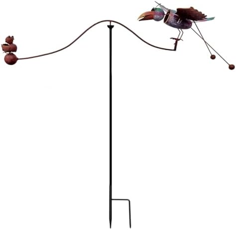 Rustic Metal Kinetic Crows Spinning Balancer Garden Stake with Wobbly Head Outdoor Yard Art Patio and Lawn Decoration by Unknown