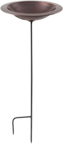 Classic II Birdbath with Stake – Outdoor Garden Bird Bath Bowl for Attracting Birds – Weather-Resistant, Easy Installation, Metal Stake Included by Oakestry