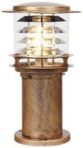 Rustic Industrial Outdoor Bollard Light | IP65 Waterproof LED Pathway Lamp with Clear Glass Anti-Rust Bronze Finish | Vintage Garden Column Light for Yard, Patio, Walkway, Driveway Lighting by Unknown