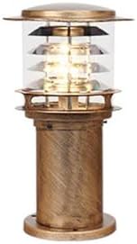 Rustic Industrial Outdoor Bollard Light | IP65 Waterproof LED Pathway Lamp with Clear Glass Anti-Rust Bronze Finish | Vintage Garden Column Light for Yard, Patio, Walkway, Driveway Lighting by Unknown