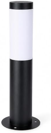 Hardwired Outdoor Bollard Light, Black Stainless Steel Cylinder Lamp by Unknown