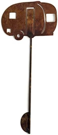 Hobby and Leisure Style Rustic or Powder Coated Metal Garden Stake or Stand (Small RV Teardrop Camper 21" Tall Including Stake, Naturally Rusted) - Image 2