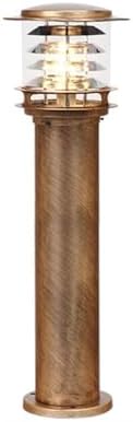 Rustic Industrial Outdoor Bollard Light | IP65 Waterproof LED Pathway Lamp with Clear Glass Anti-Rust Bronze Finish | Vintage Garden Column Light for Yard, Patio, Walkway, Driveway Lighting by Unknown