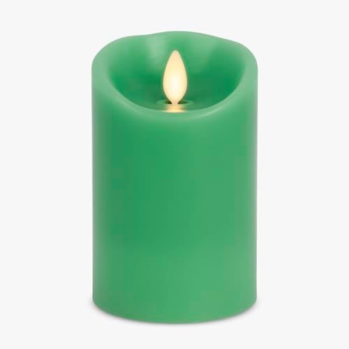 Luminara Flameless LED Battery Operated Flickering Pillar Moving Flame Candles (Vibrant Green, 3" x 4.5") by Luminara