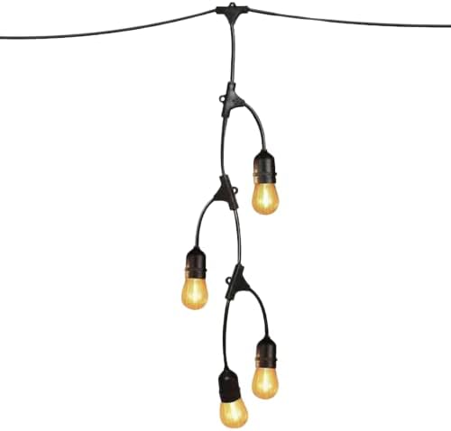 Feit Electric 12ft LED Outdoor Fence String Lights, 10 Sockets, 12pc. S14 LED Bulbs Included, E26 Base, 10 Watts, 2200K, Amber, SLM12-10/FIL by FeitElectricCompany