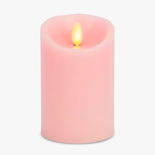 Luminara Flameless LED Battery Operated Flickering Pillar Moving Flame Candles (Saga Rose, 3" x 4.5") by Luminara