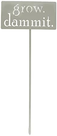 Grow. Dammit. Metal Garden Stake 20 to 28 Inches Tall (Small 20", Eggshell) - Image 2