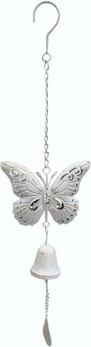 Butterfly Outdoor Dinner Bell, Clear Melodious Sound, Hanging Decor for Door Garden Tree Home Decoration(White Butterfly) - Image 3