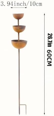 3 Tier Rusted Metal Rain Catcher Stake, Rustic Stacked Bowls Rain Gauge Garden Decor, Vintage Outdoor Yard Art for Lawn Patio Backyard (2) - Image 7