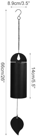 Cast Iron Wind Chime, Deep Tone Bell with Leaf Pendant Waterproof Memorial Single Tube Windbell for Garden Yard Outdoor - Image 4
