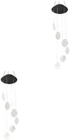 Happyyami 2pcs Shell Wind Chimes Solar Hanging Lights Solar Wind Chimes Wind Chime Lamp Wind Chime Light Led Chandelier by Happyyami