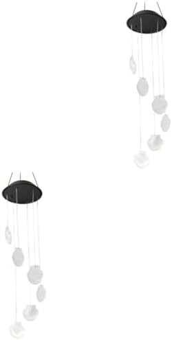 Happyyami 2pcs Shell Wind Chimes Solar Hanging Lights Solar Wind Chimes Wind Chime Lamp Wind Chime Light Led Chandelier by Happyyami