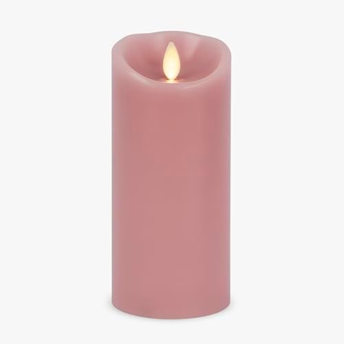 Luminara Blooming Mauve Garden Pillar Candles - Flameless Real-Flame Nature-Inspired Battery Operated LED Decor - Spring Summer Collection - 3" x 6.5" by Luminara