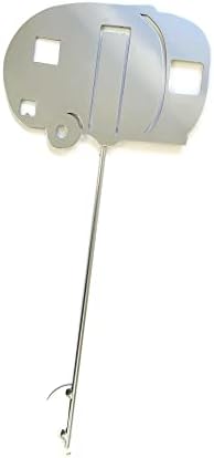 Hobby and Leisure Style Rustic or Powder Coated Metal Garden Stake or Stand (Small RV Teardrop Camper 21" Tall Including Stake, Silver) - Image 2