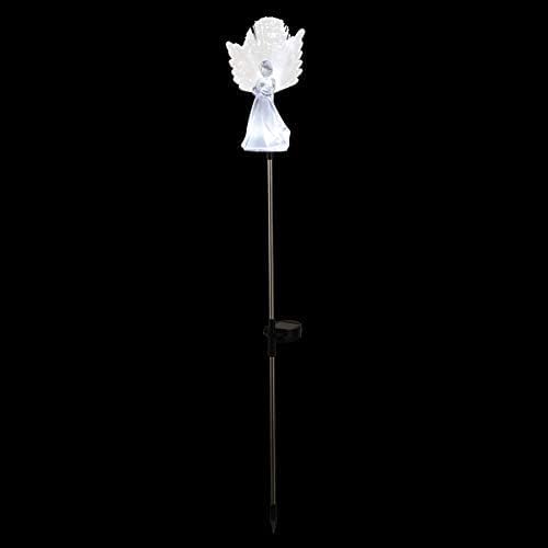 Alpine Corporation 37”H Outdoor Solar Angel Garden Stakes with Fiber Optic Wings and LED Lights (Set of 2) - Image 4