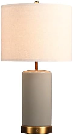 O’Bright Dune - Battery Powered Table Lamp, Rechargeable Cordless Ceramic Lamp, Full-Size 24 Inch Height, 4-Level Dimming, Smart Safety Protection, Type-C Fast Charging, LED Bulb Included, Stone Grey by OBright