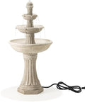 Glitzhome Three Tier Outdoor Floor Standing Fountain with LED Lights and Pump, 45.25" Tall Cascading Water Fountain Outdoor Fountains and Waterfalls Resin Patio Fountains for Garden Backyard Lawn by Glitzhome