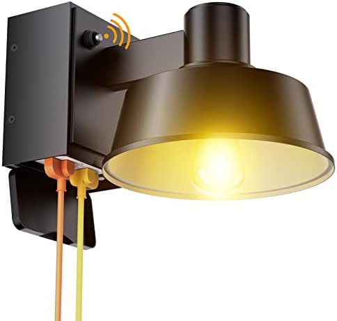 Ehaho Porch Lights with Outlet for Front Door, Dusk to Dawn, IP65 (1 PC) by Ehaho