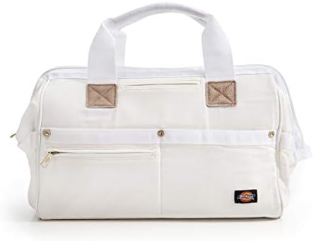 Dickies 16-Inch Durable Canvas Work Bag for Painters, Carpenters, and Builders, Heavy-Duty Zipper, Reinforced Handles, Exterior Pockets, White by Unknown