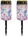 Poceacles Solar Lights Outdoor Waterproof Cemetery Solar Outdoor Candle Grave Solar Decoration Solar Votive Candles Blessed Candles for Loss of Loves One, Hummingbird Flower Blue, Pack of 2 by Poceacles