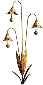 Flamed Copper Three Calla Lilies Garden Stake with Bells Metal Flower Wind Chime Outdoor Yard Art Decor for Patio (Gold) by Unknown