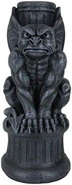 Ebros Faux Stone Gothic Crouching Winged Gargoyle Statue with Solar LED Lantern Light Post 20" Tall Decor Figurine - Image 6