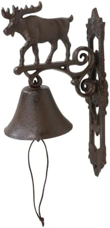 Ebros Gift Cast Iron Rustic Vintage Western Forest Grand Elk Moose Bell Door Wall Dinner Yard Farm Bell Outdoor Farmhouse Cottage Mountain Cabin Lodge Accent Bells by EbrosGift