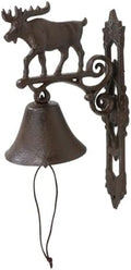 Ebros Gift Cast Iron Rustic Vintage Western Forest Grand Elk Moose Bell Door Wall Dinner Yard Farm Bell Outdoor Farmhouse Cottage Mountain Cabin Lodge Accent Bells by EbrosGift